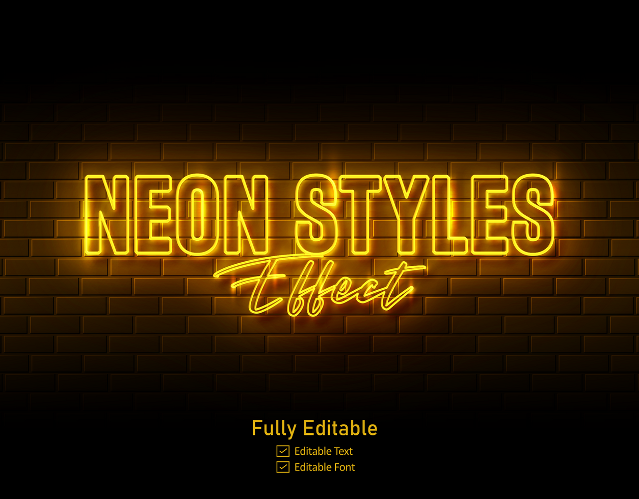 neon text neon sign on brick wall background psd
