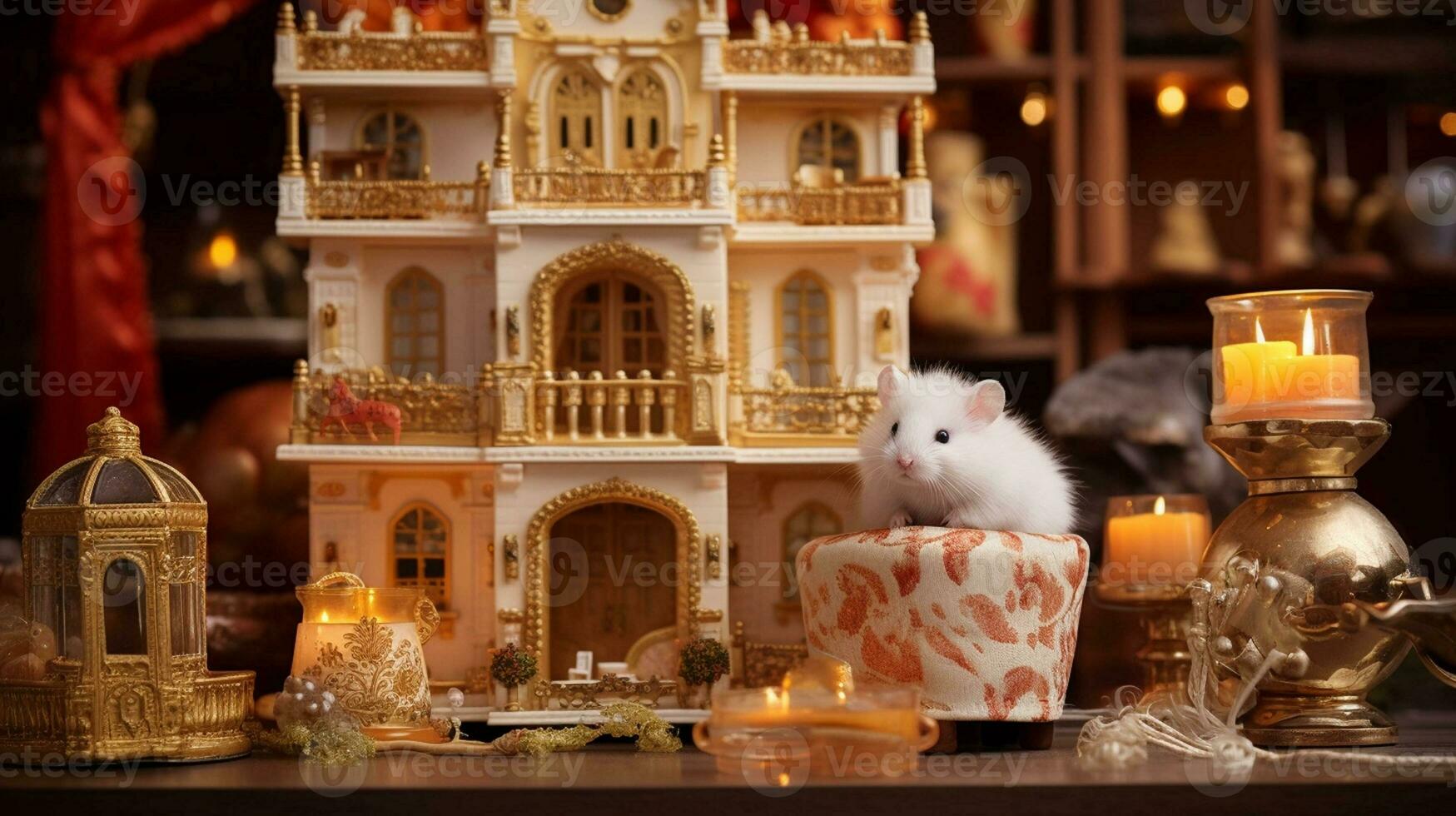 AI generated royal pets animals in luxury palace photo