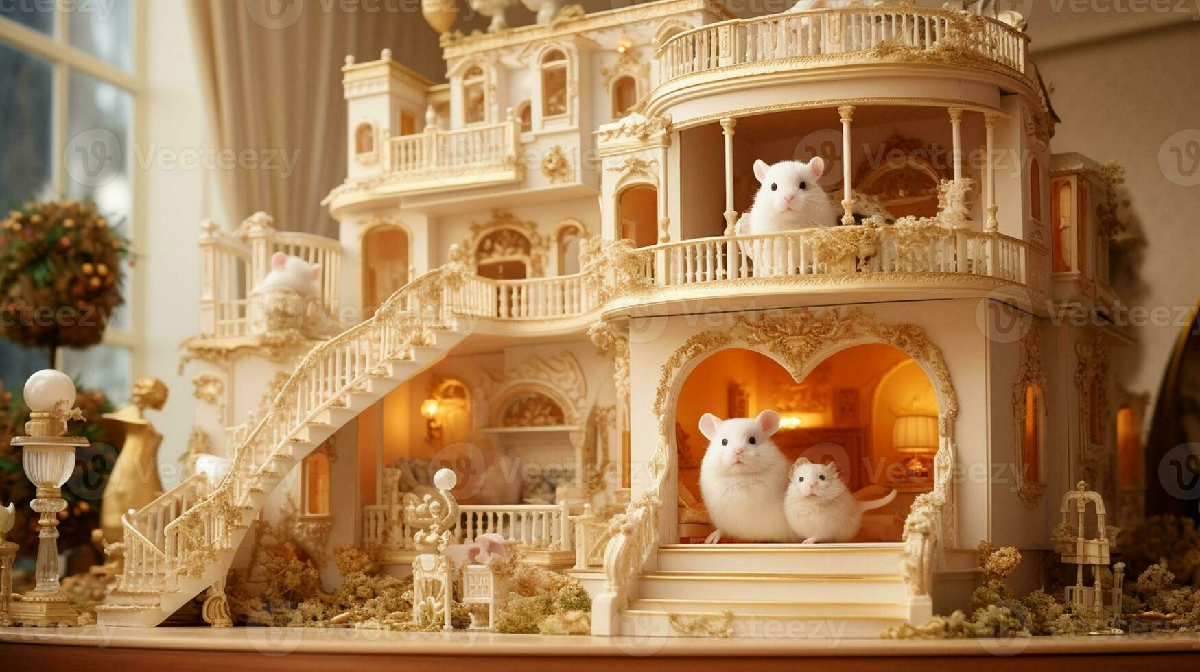 AI generated royal pets animals in luxury palace photo