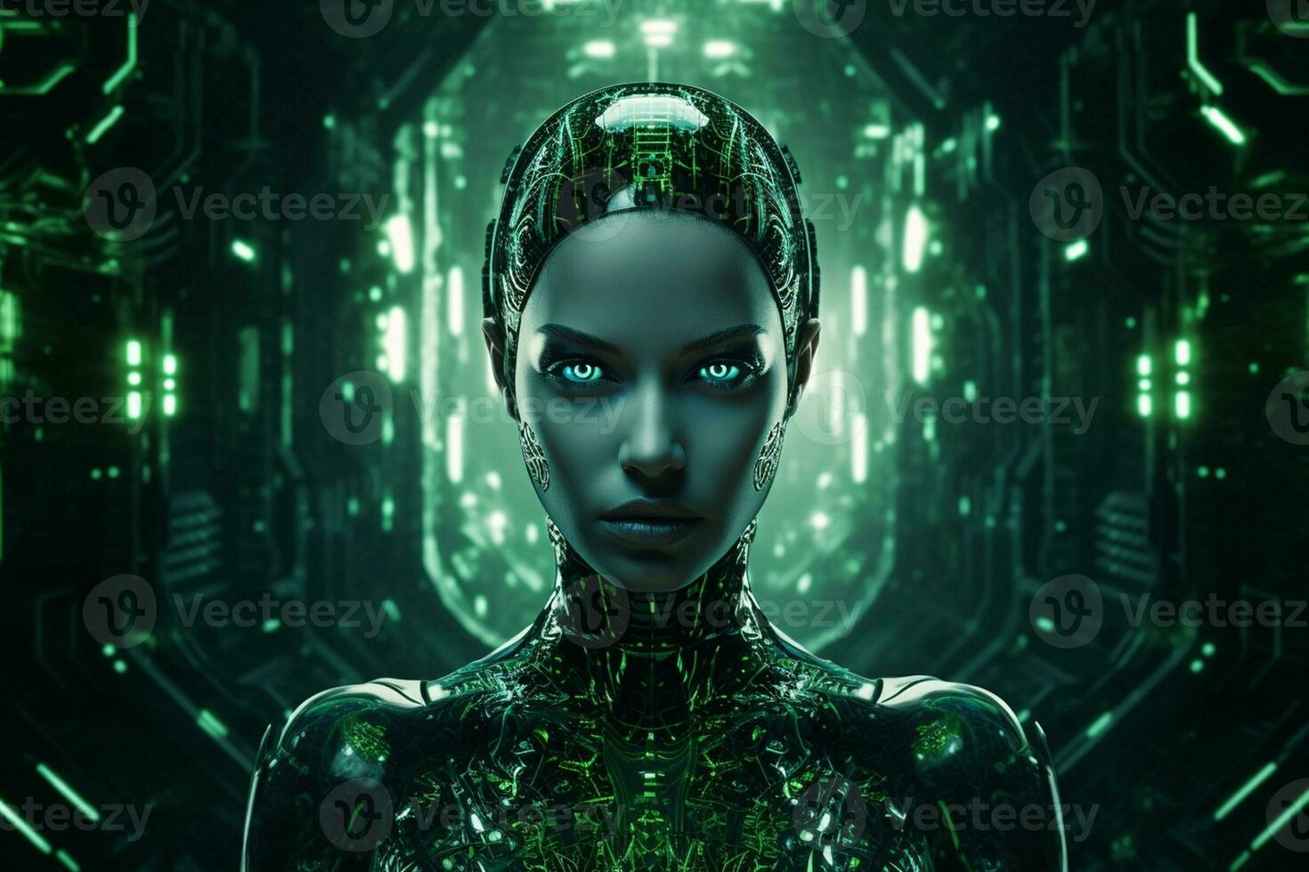 AI generated artificial intelligence in green background technology photo