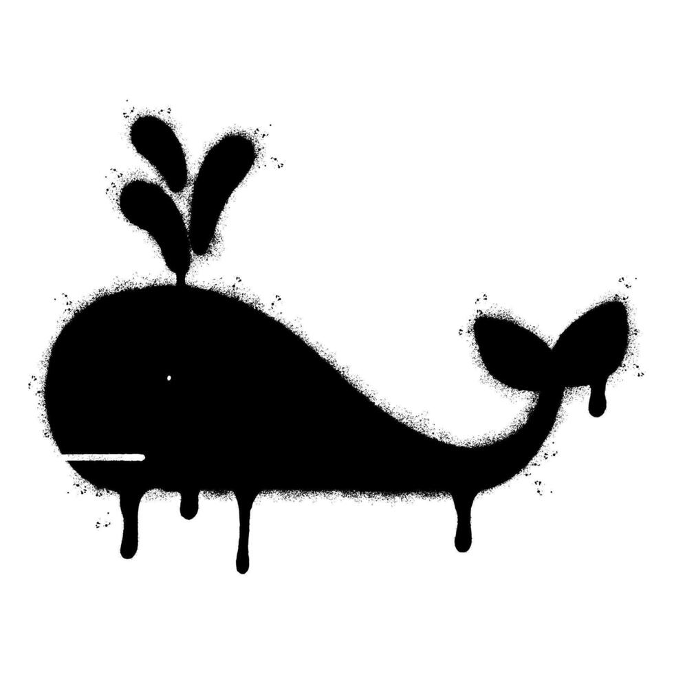 Spray Painted Graffiti whale icon Sprayed isolated with a white background. graffiti whale symbol with over spray in black over white. Vector illustration.