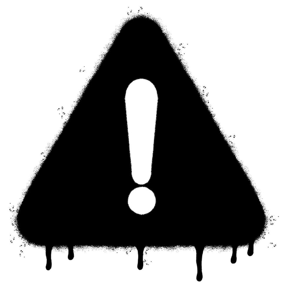 Spray Painted Graffiti exclamation icon Sprayed isolated with a white background. graffiti caution icon with over spray in black over white. Vector illustration.