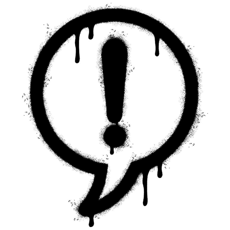 Spray Painted Graffiti exclamation icon Sprayed isolated with a white background. graffiti caution icon with over spray in black over white. Vector illustration.