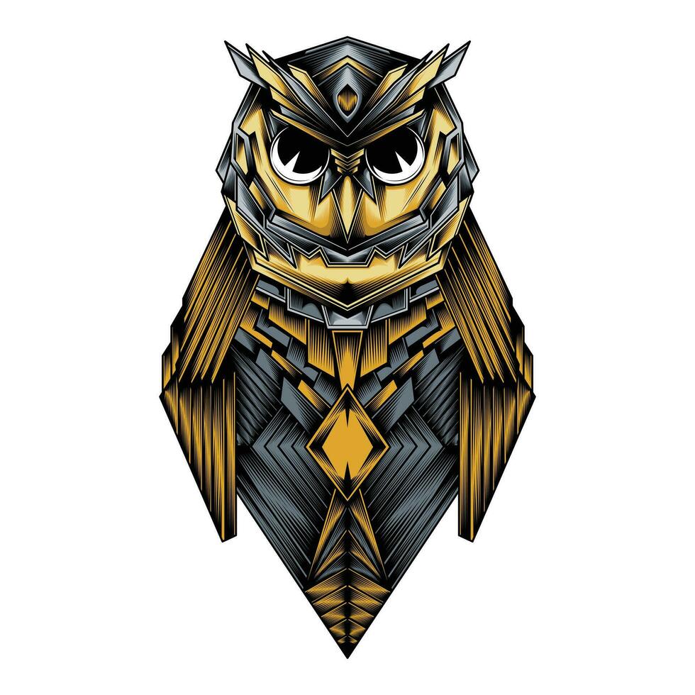 owl with a black and gold design vector