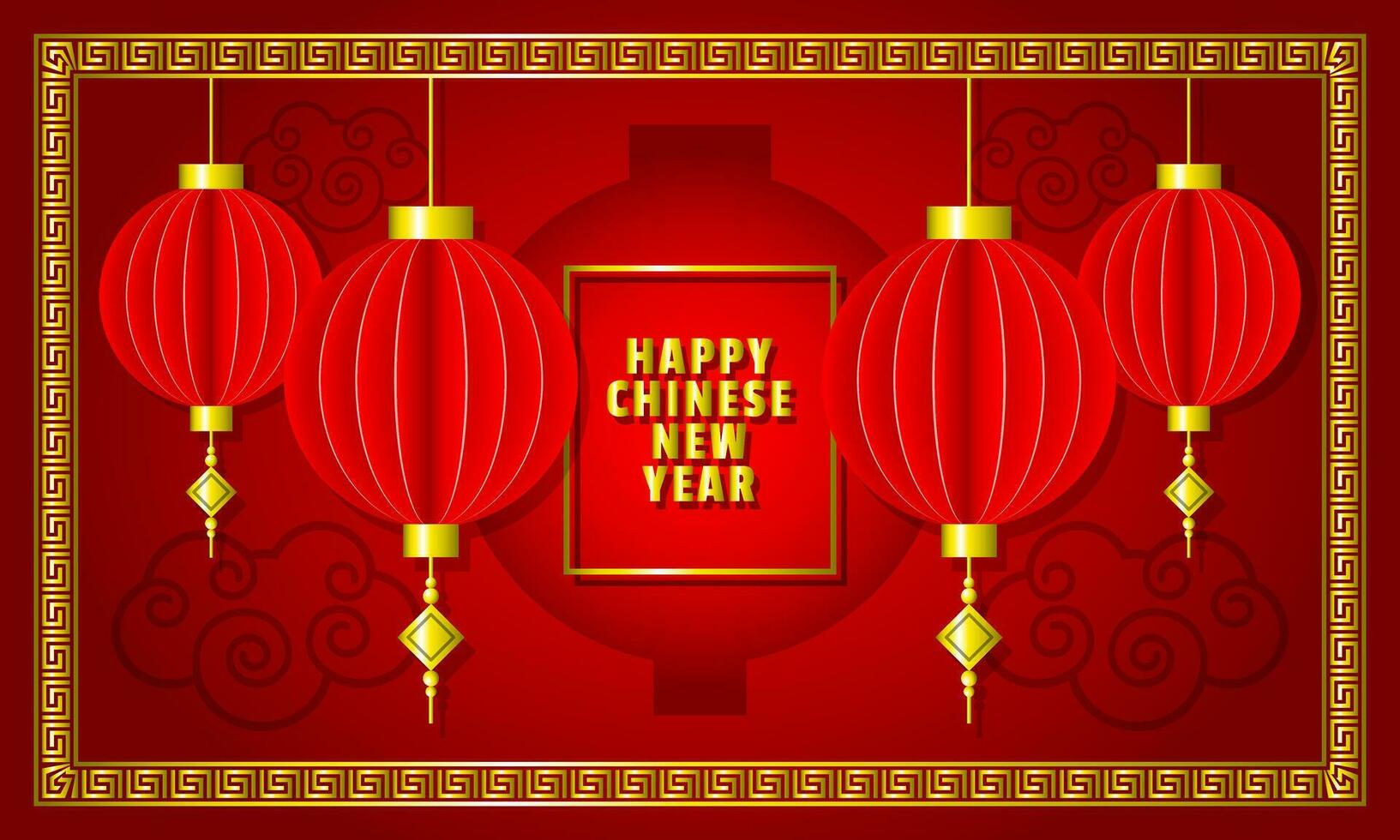 Happy Chinese New Year banner with lantern vector