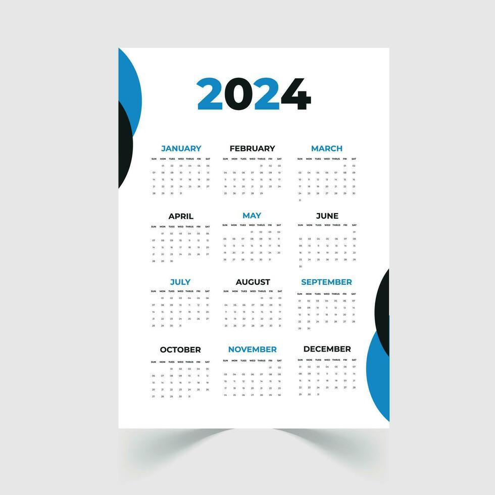 wall calendar one page design vector