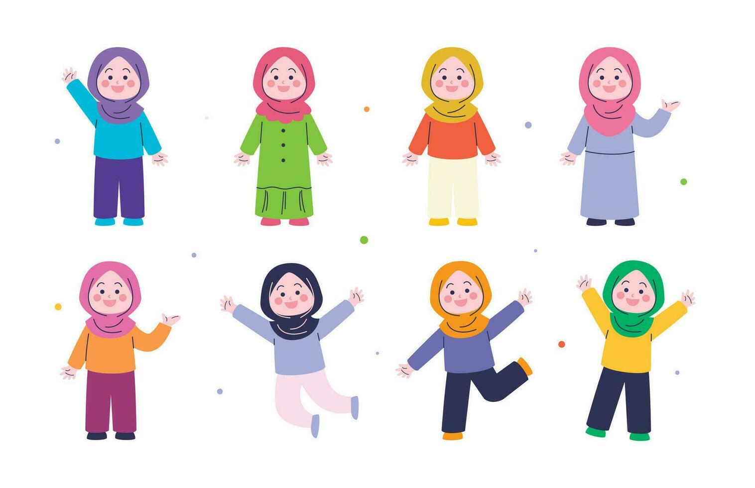 Cute Happy Muslim Girl Illustration vector