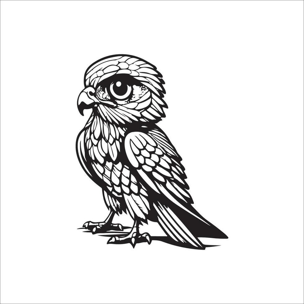 Red tailed-Hawk cartoon coloring page illustration vector for kids coloring book