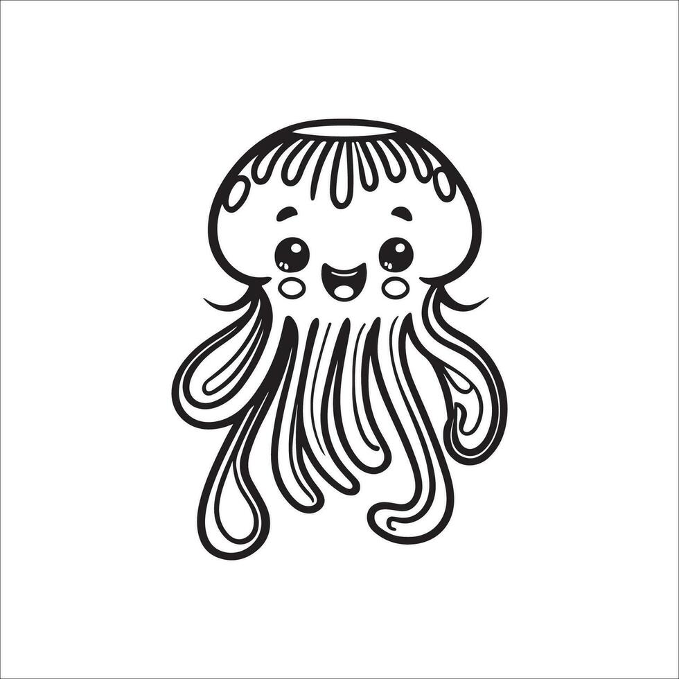 Medusa dibujos animados colorante página ilustración vector para niños colorante libro