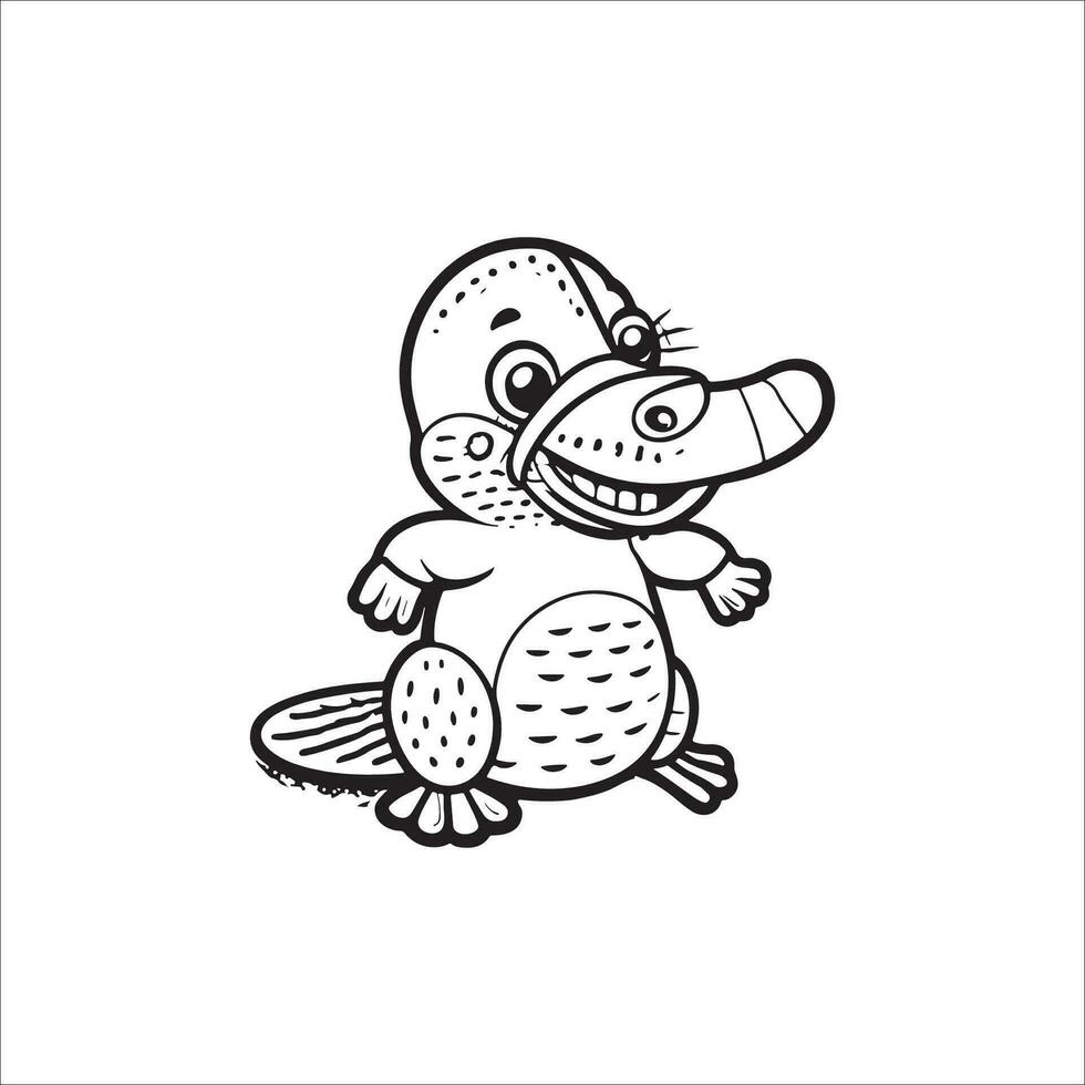Platypus cartoon coloring page illustration vector for kids coloring book
