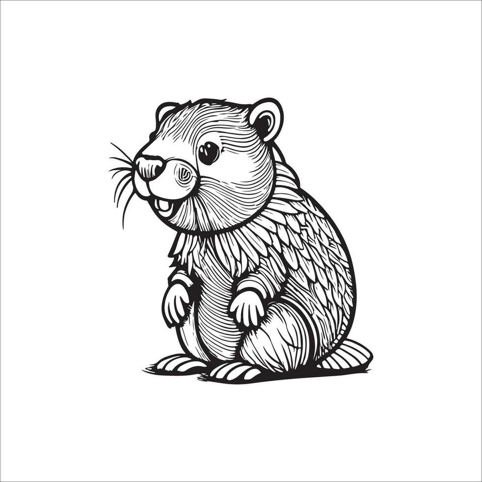 Beaver cartoon coloring page illustration vector for kids coloring book
