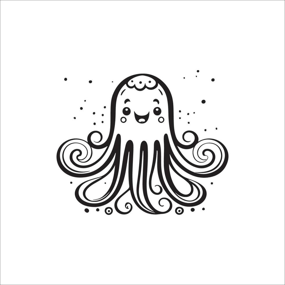 jellyfish cartoon coloring page illustration vector for kids coloring book