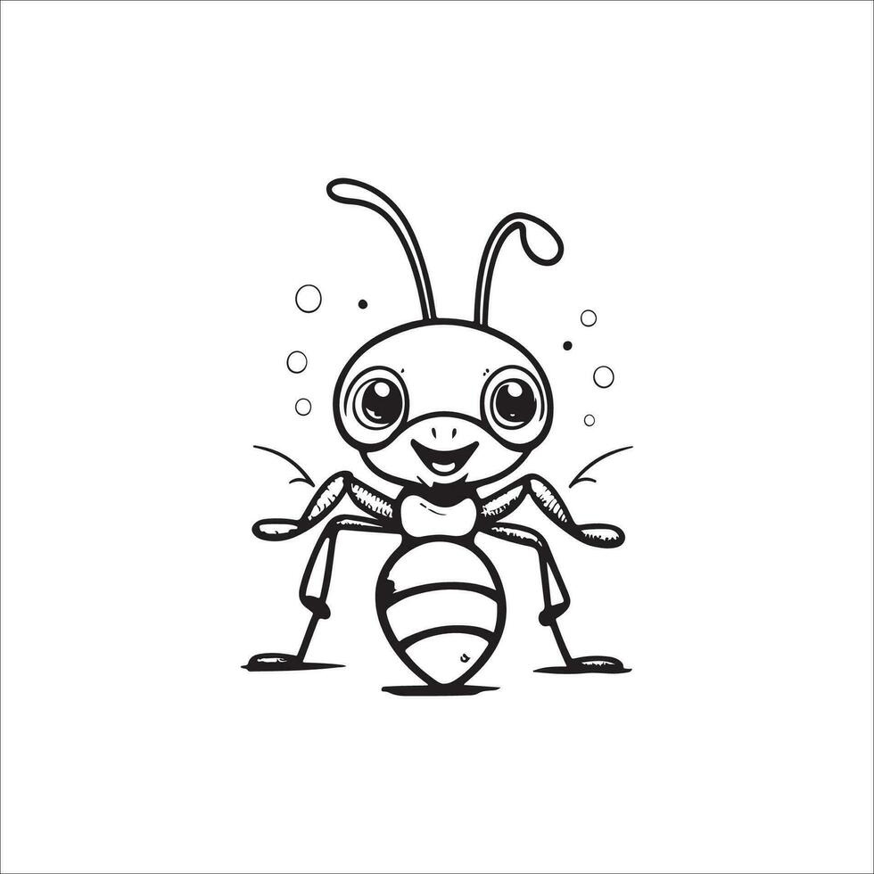 Ant cartoon coloring page illustration vector for kids coloring book