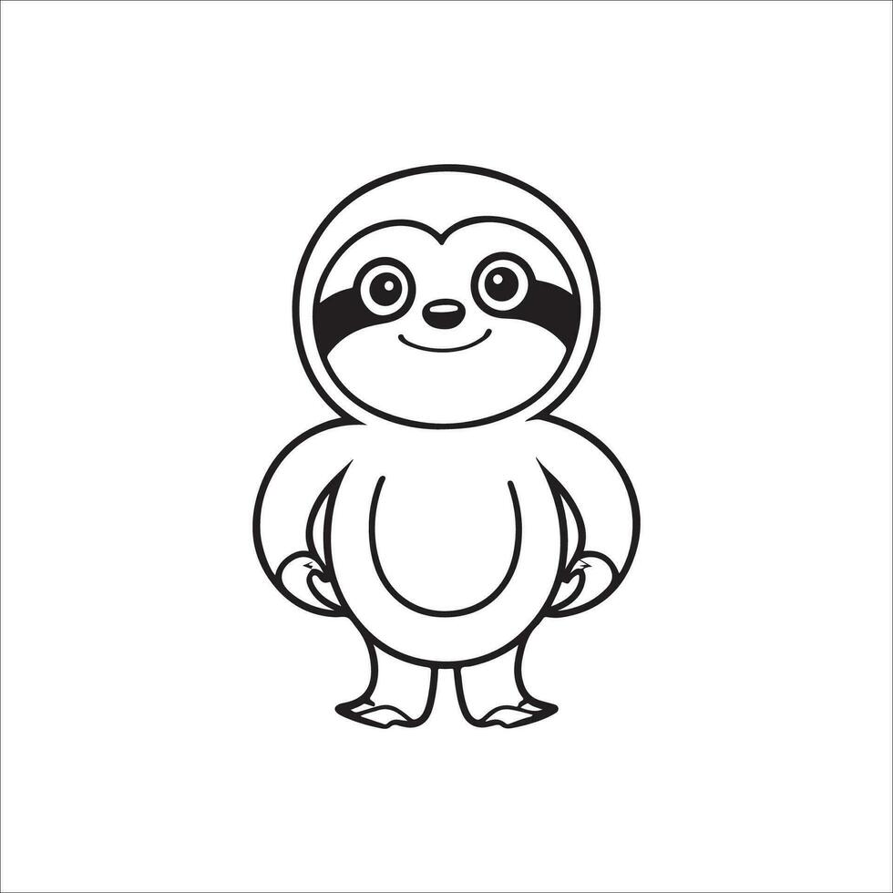 Sloth cartoon coloring page illustration vector for kids coloring book