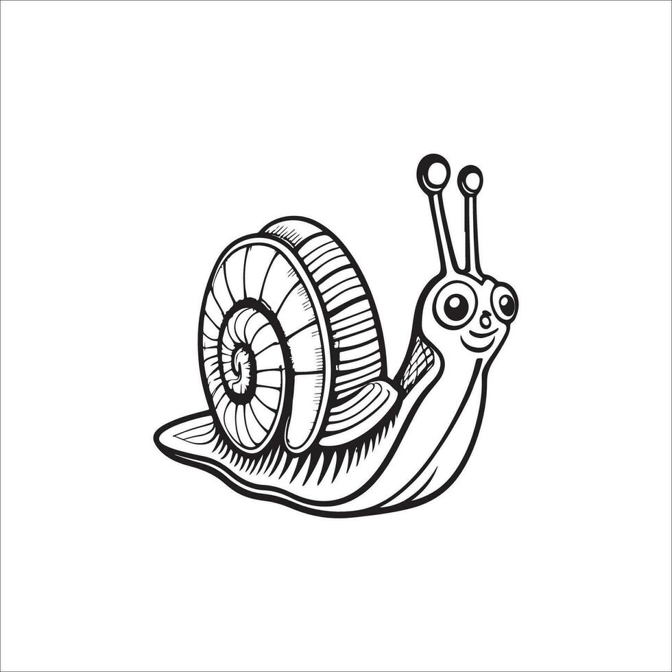 Snail cartoon coloring page illustration vector for kids coloring book