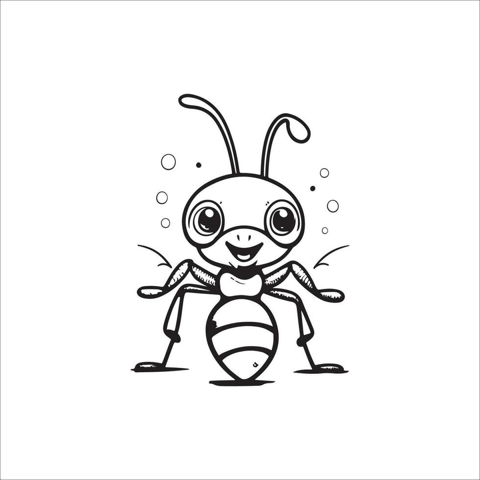 Ant cartoon coloring page illustration vector for kids coloring book