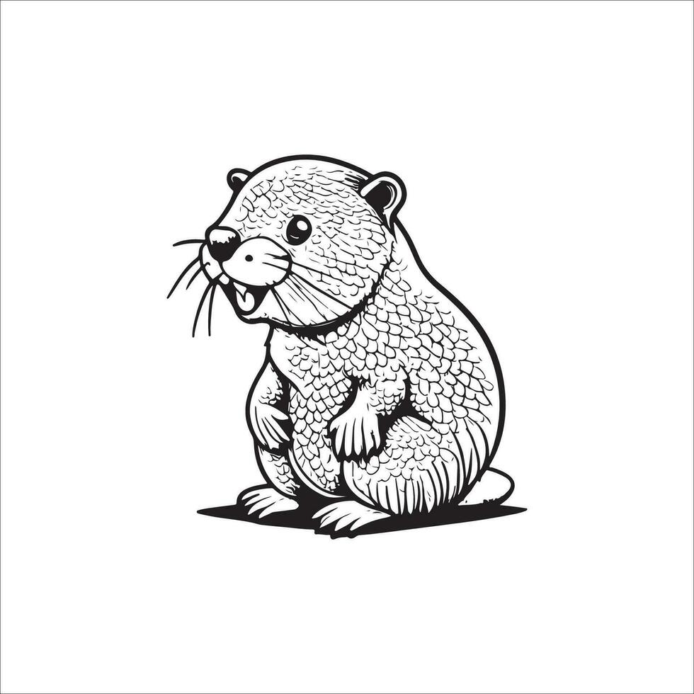 Beaver cartoon coloring page illustration vector for kids coloring book