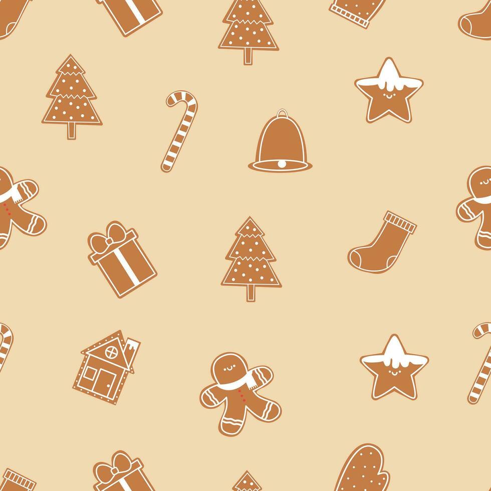 Ginger bread seamless pattern for christmas vector