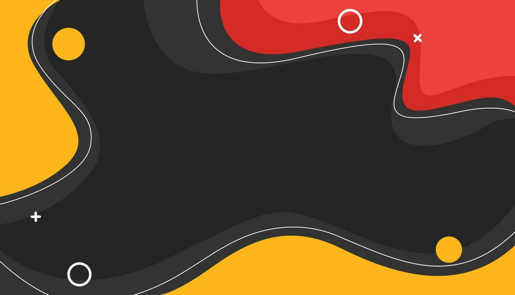 Black vector background with orange and red waving shapes and white lines