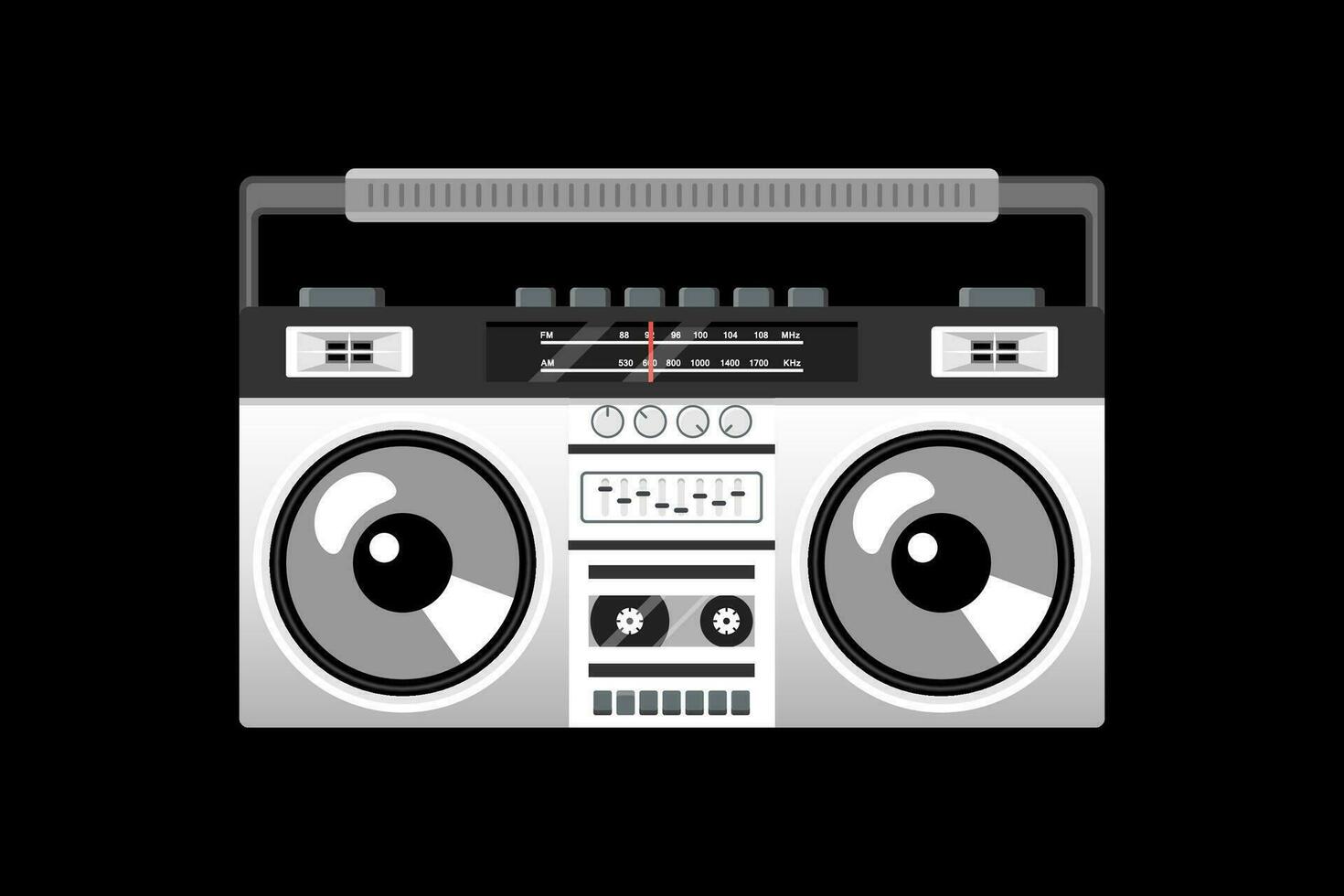 Retro boombox trendy style on black background vector