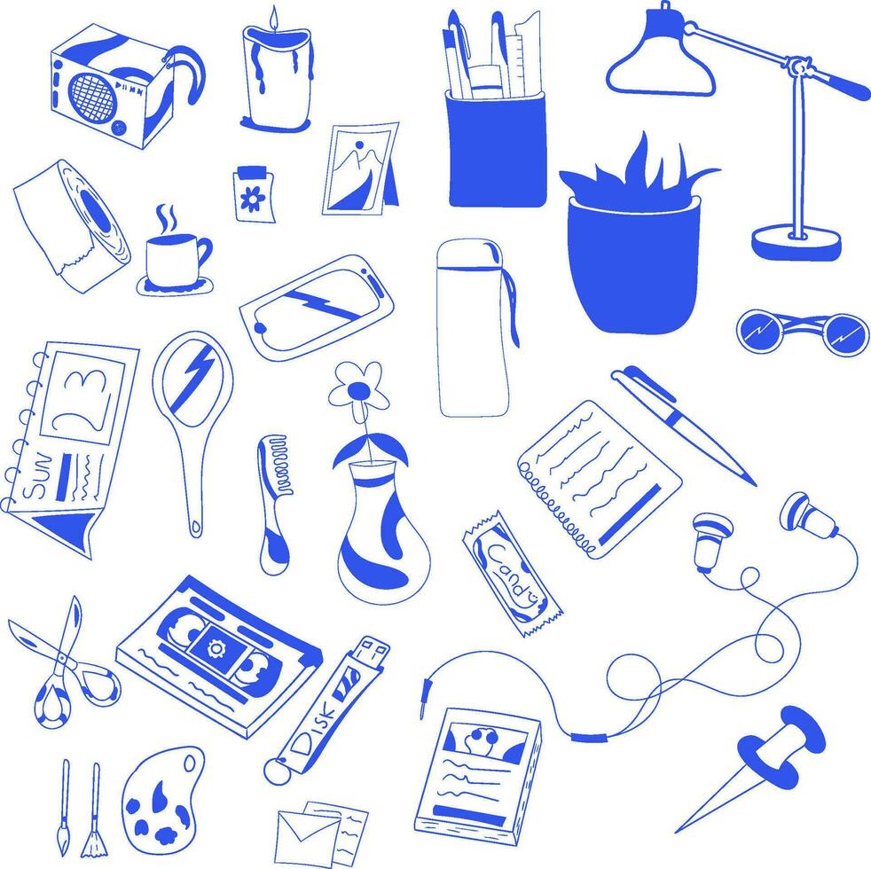 property illustration icons that are usually found on tables, with a simple and clean impression vector