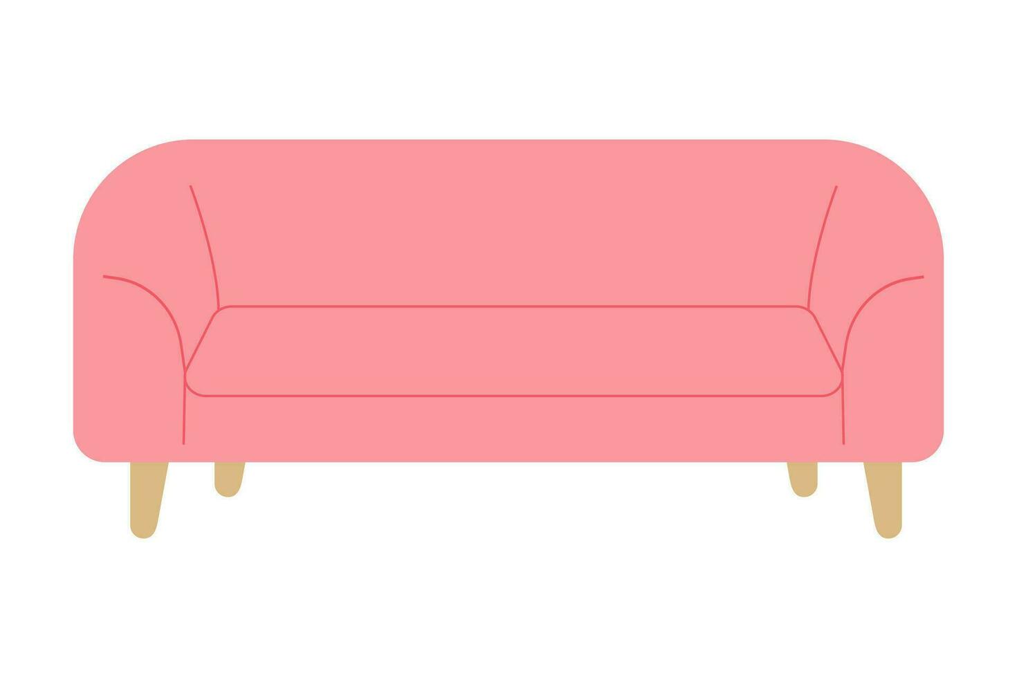 Pink sofa in flat style. Furniture for home vector