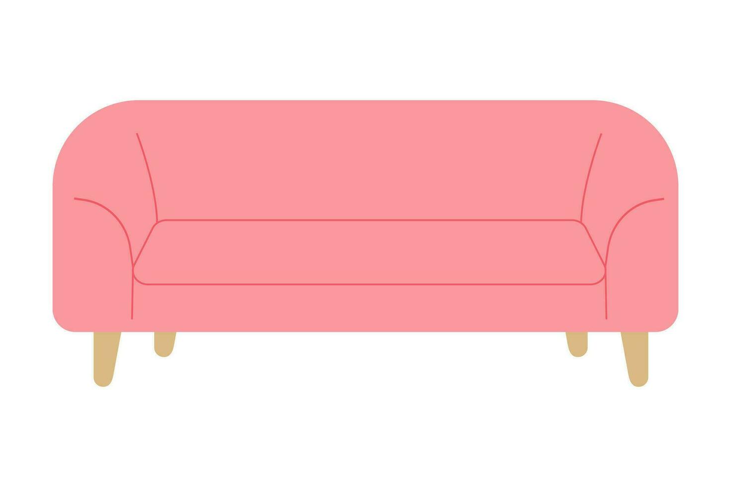 rosado sofá en plano estilo. mueble para hogar vector