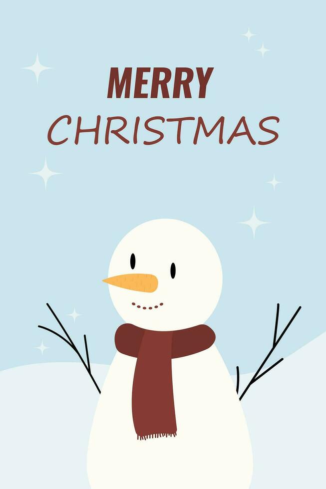 Christmas card with snowman vector