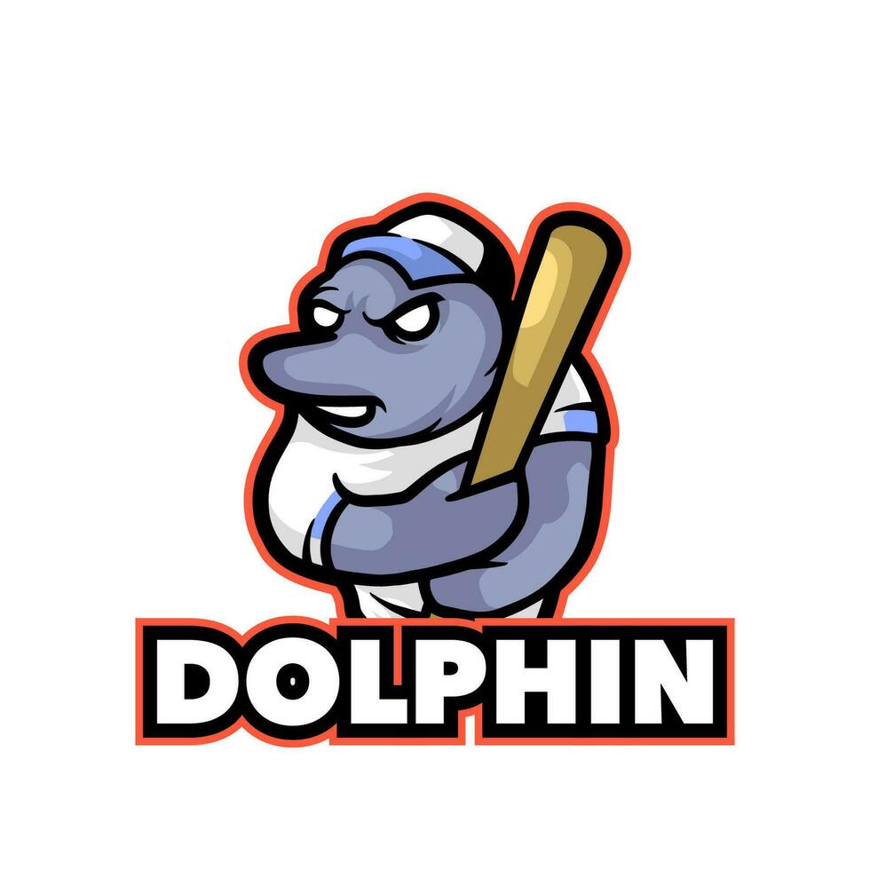 delfín béisbol mascota logo vector