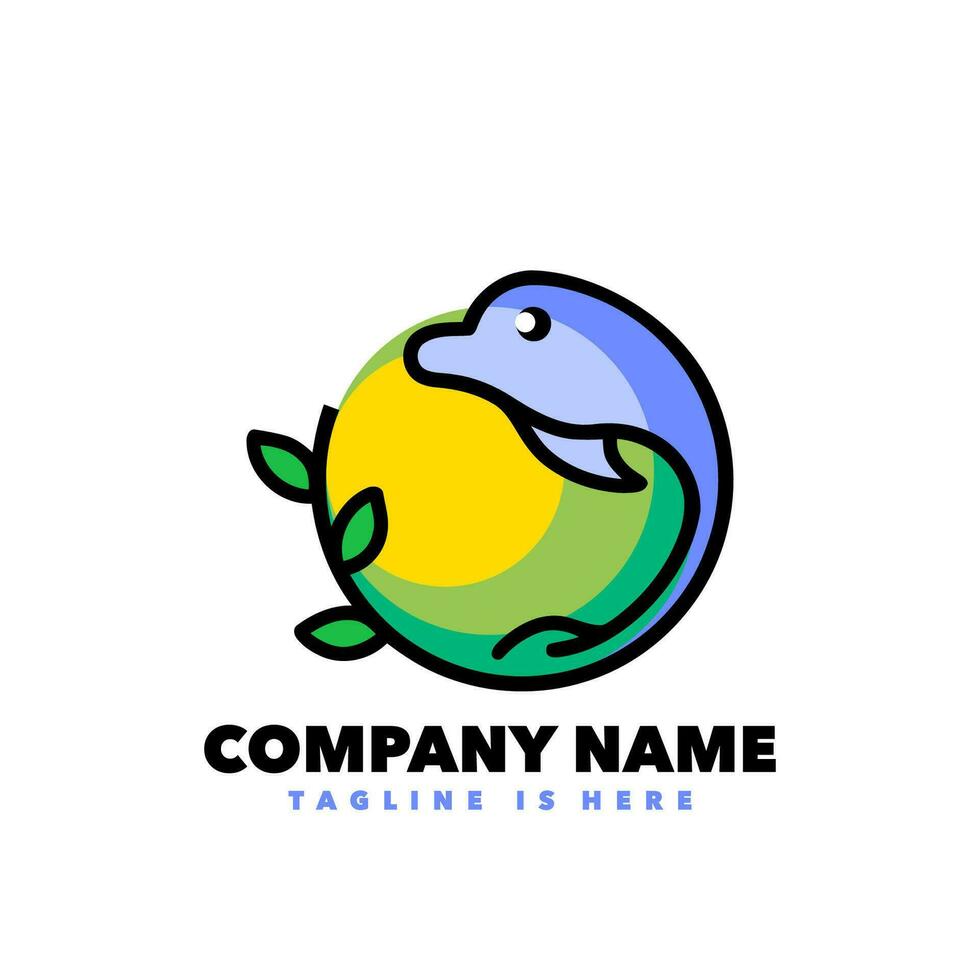 Leaf dolphin logo vector