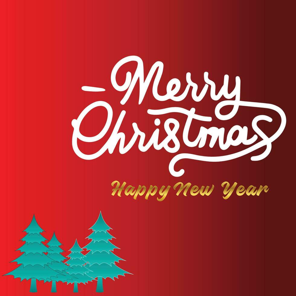 Merry Christmas Lettering and New Year greeting card vector