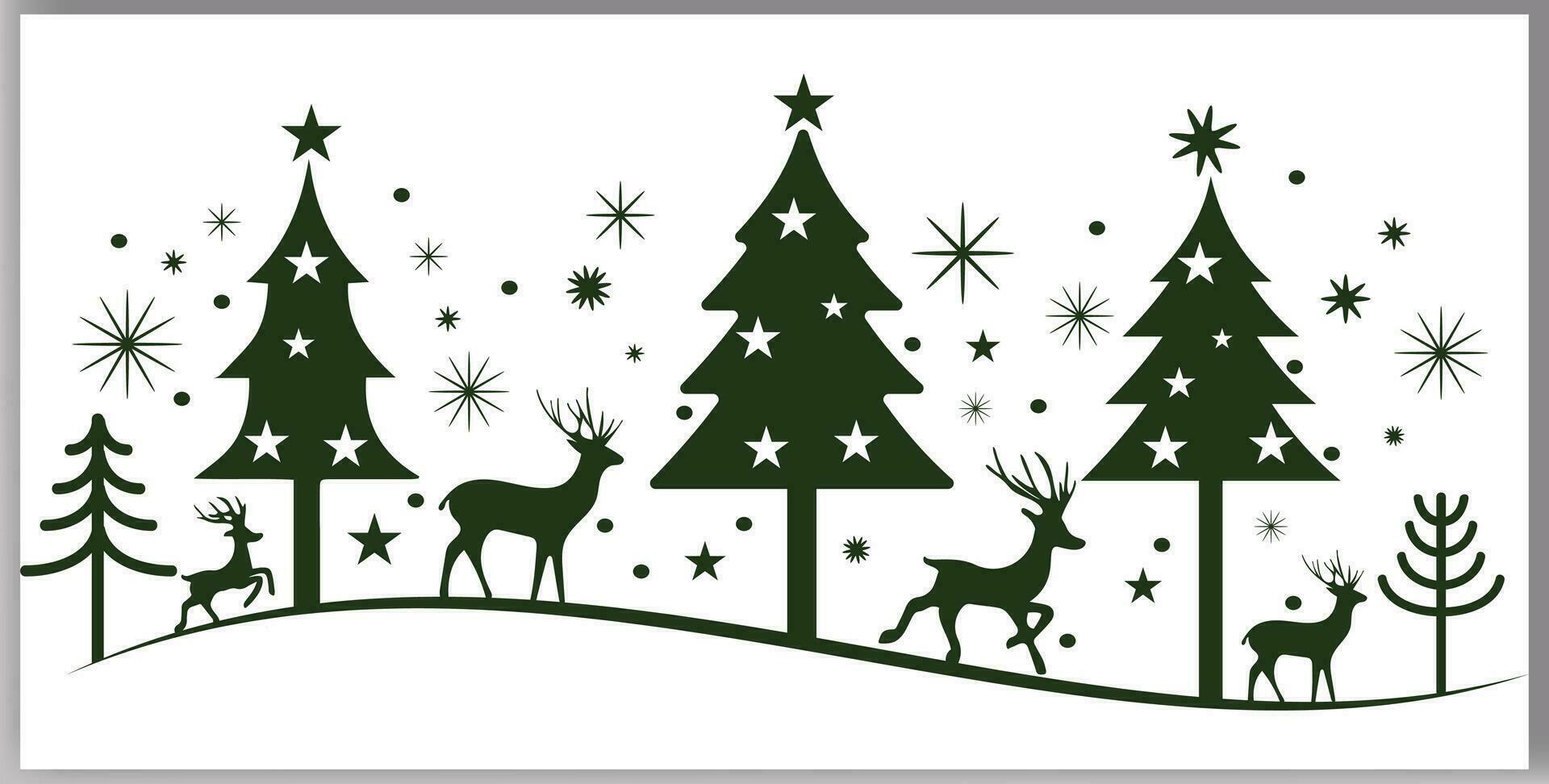 Navidad arboles reno y estrellas en diferente diseño vector