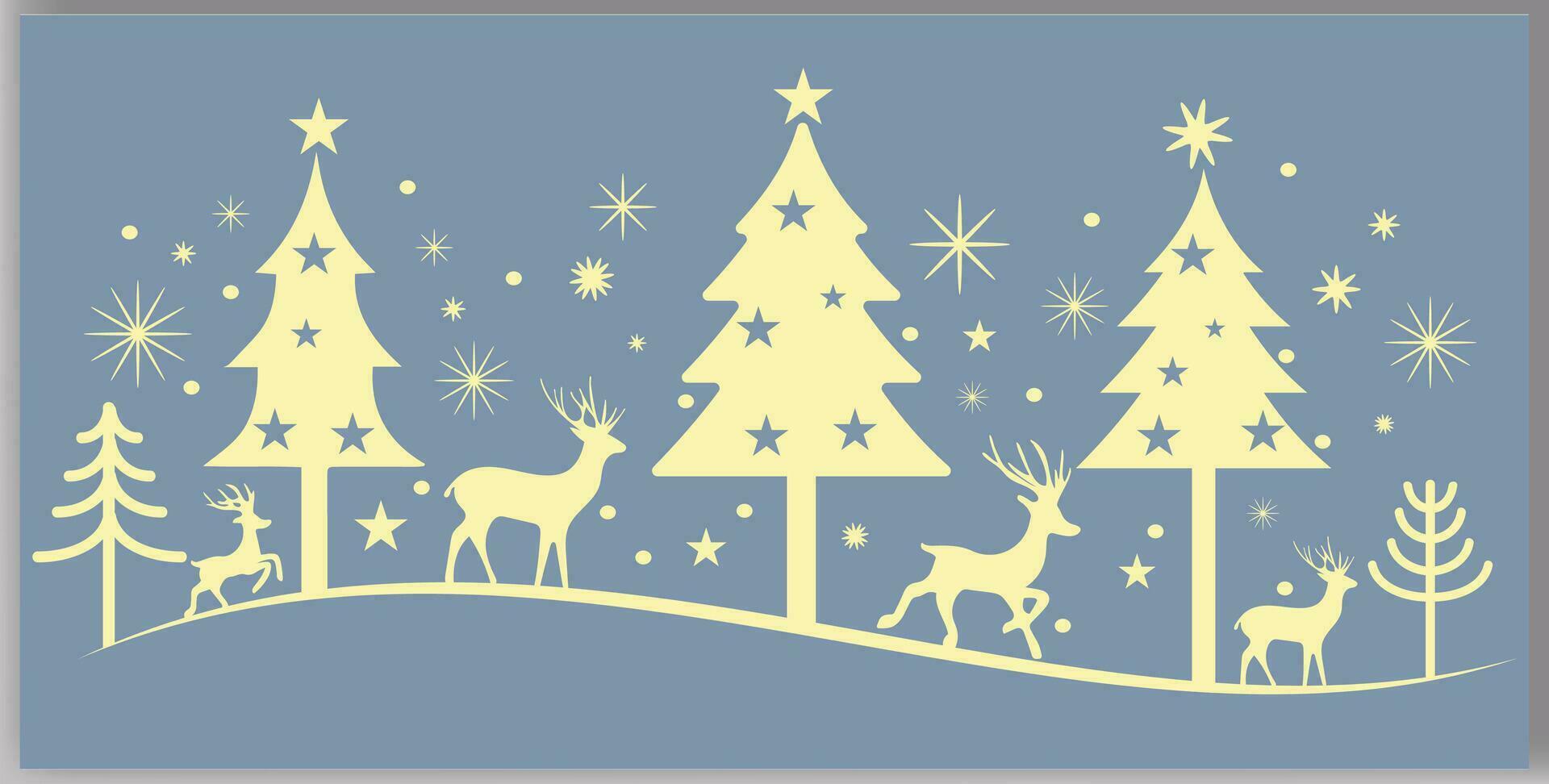 Navidad arboles reno y estrellas en diferente diseño vector