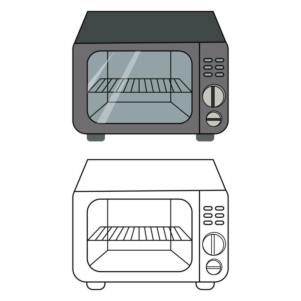 Oven Outline with Color Clipart vector