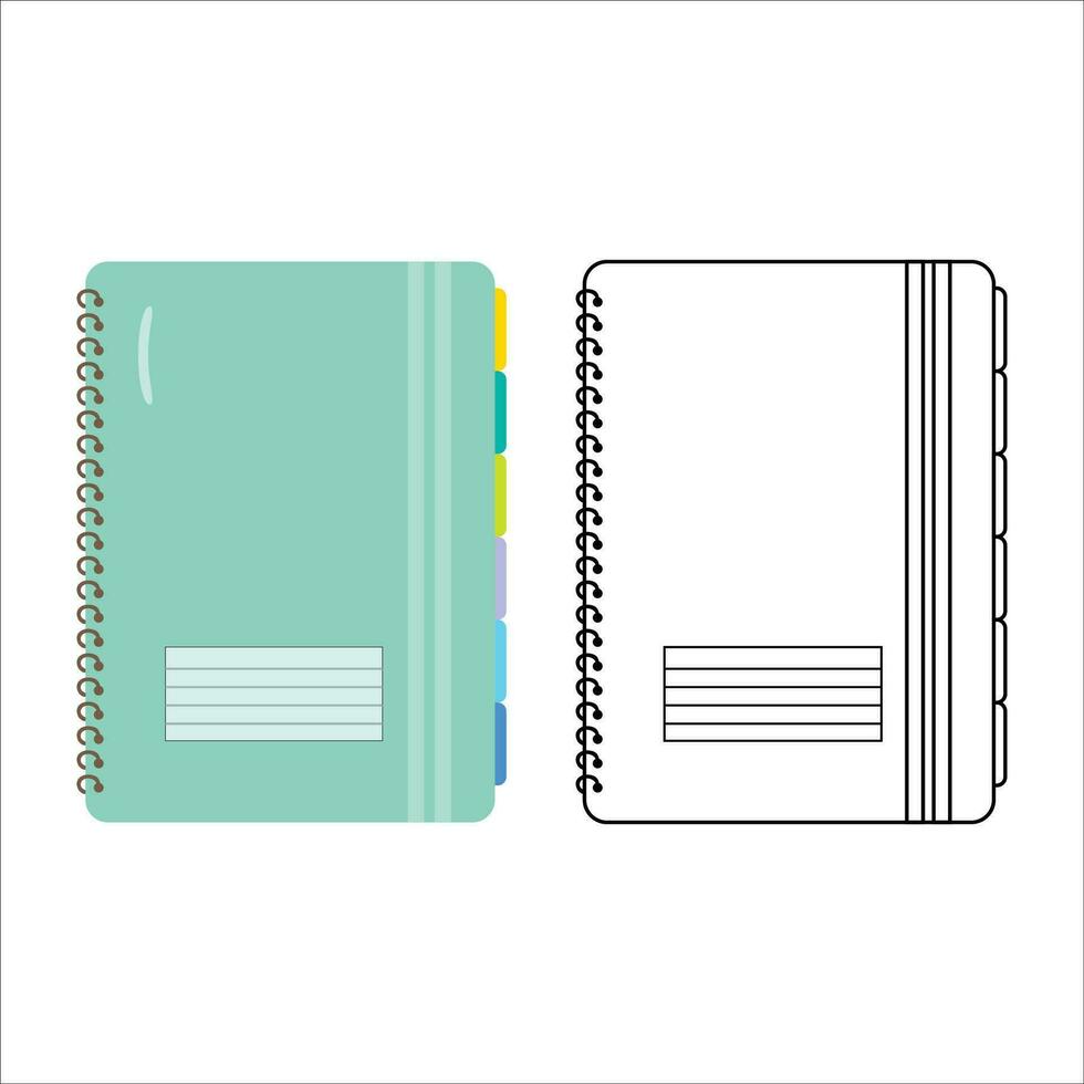 espiral cuaderno contorno con color clipart vector