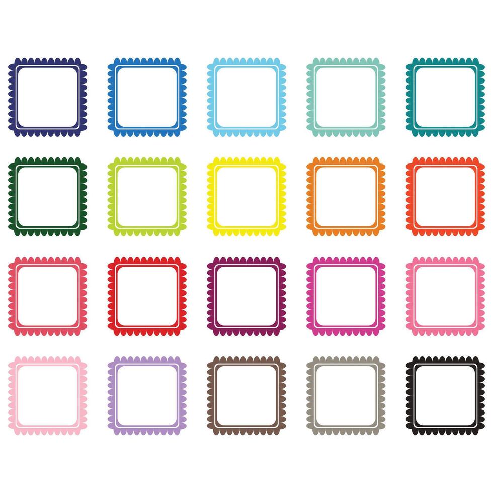 Scalloped Square Frames Clipart vector