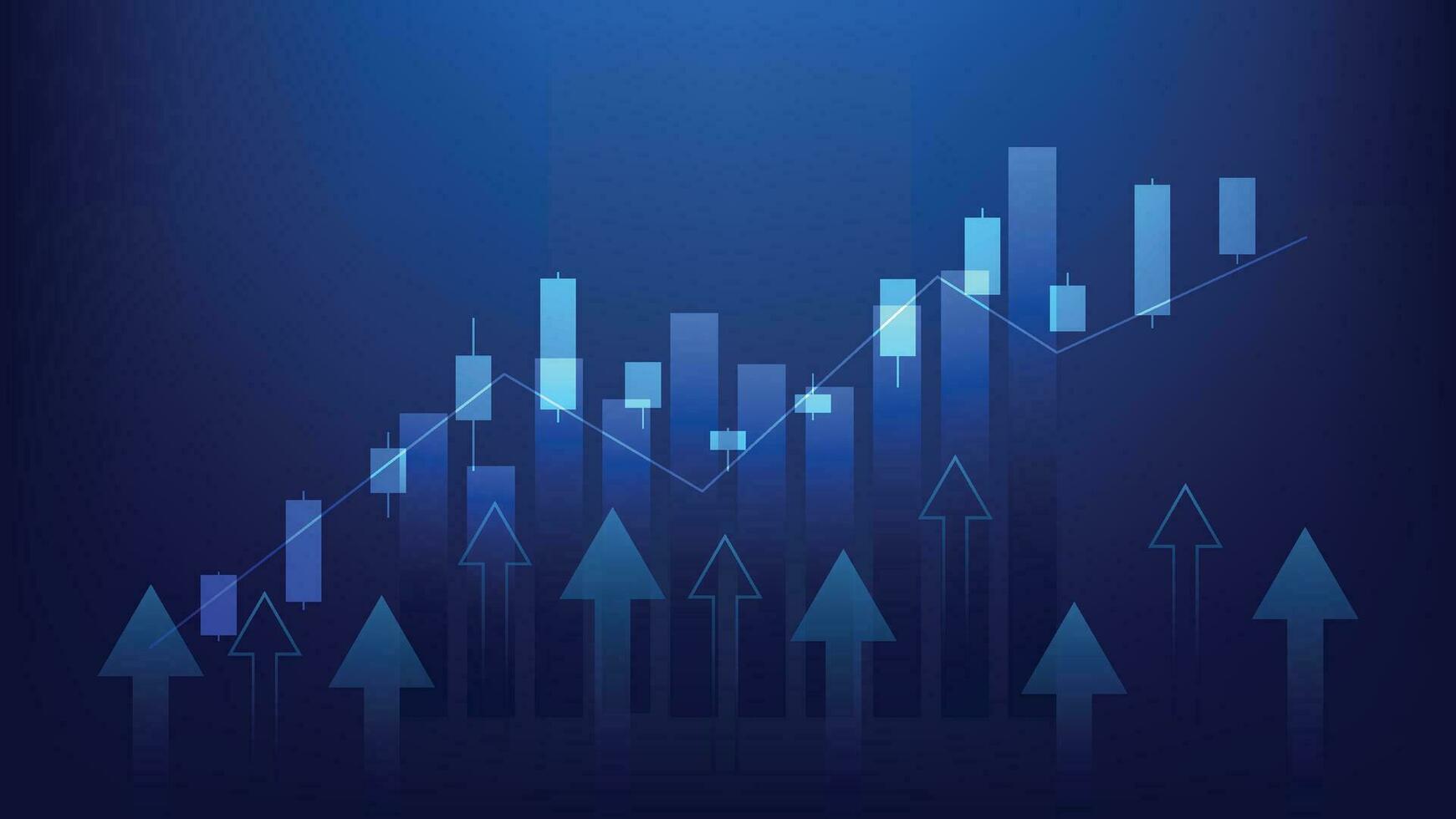 finance background with stock market statistic trend with candlesticks and bar chart vector