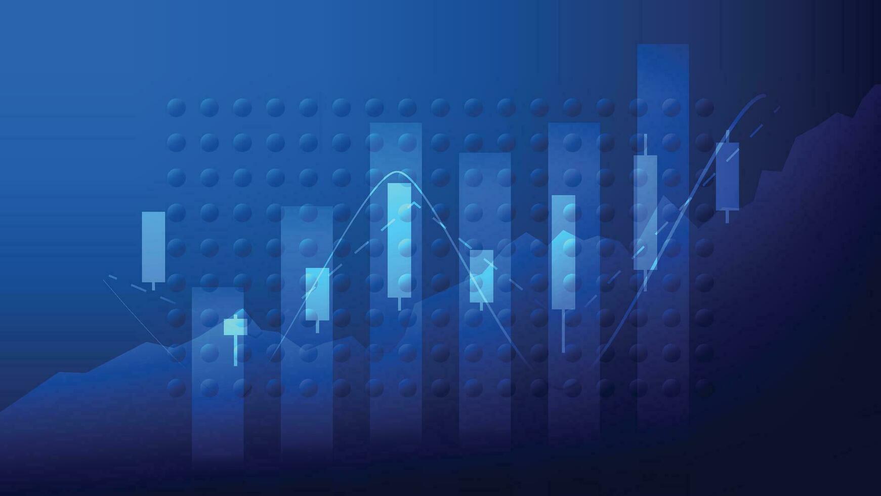 finance background with stock market statistic trend with candlesticks and bar chart vector