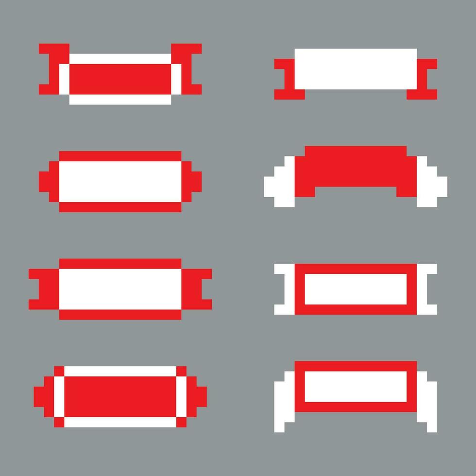 pixel banner or button blank set vector