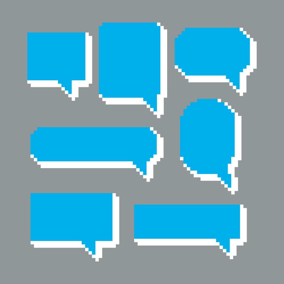 pixel speech bubbles set vector