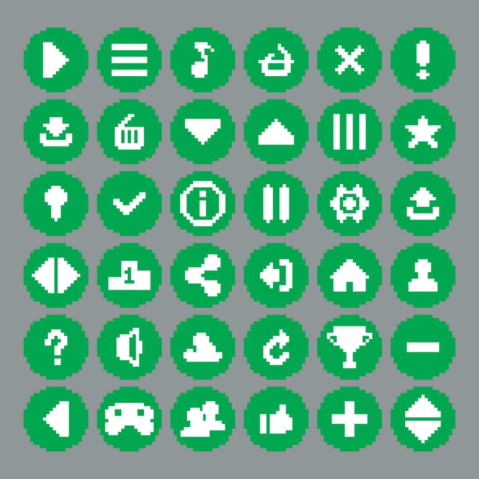 pixel menu game icon set vector