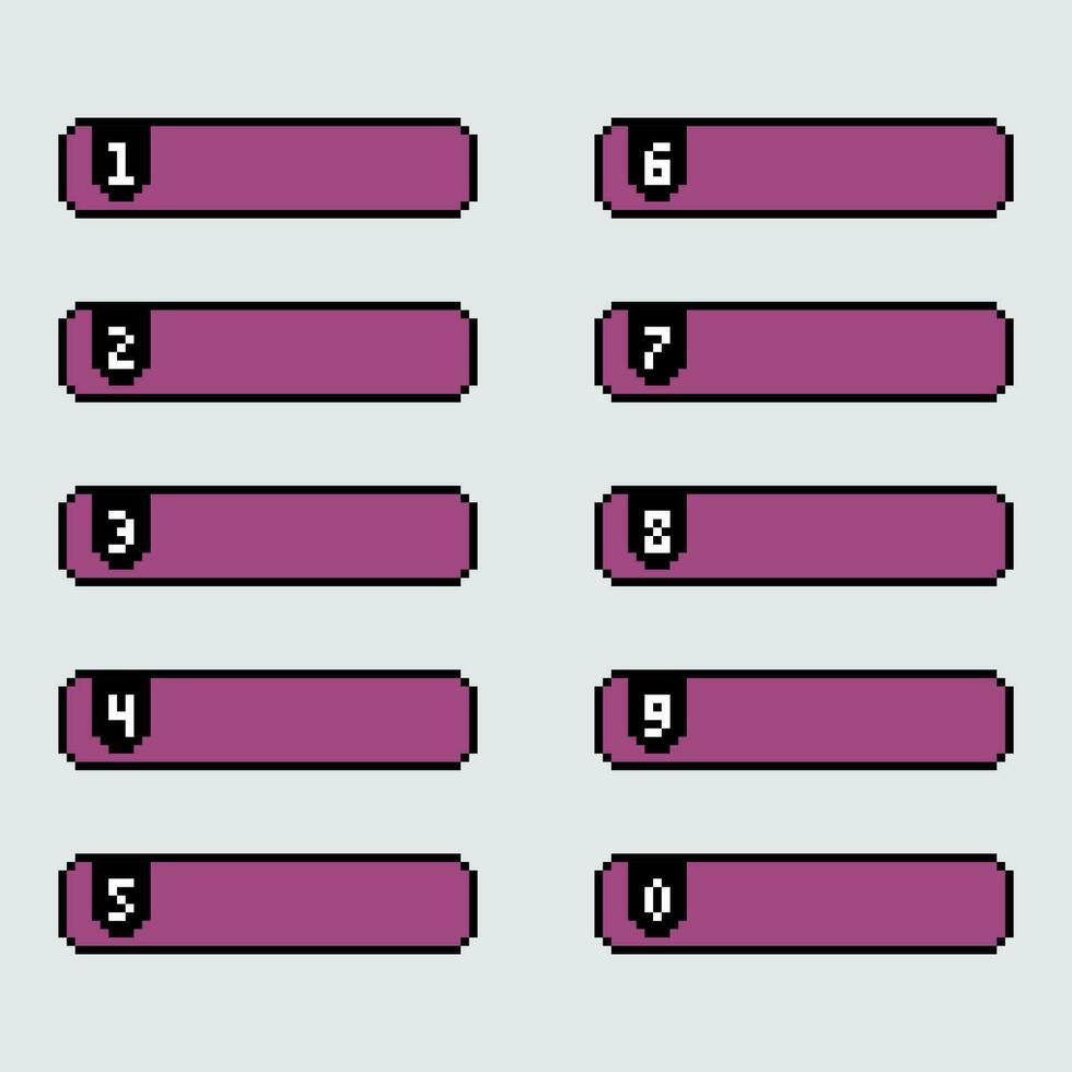 pixel number button set vector