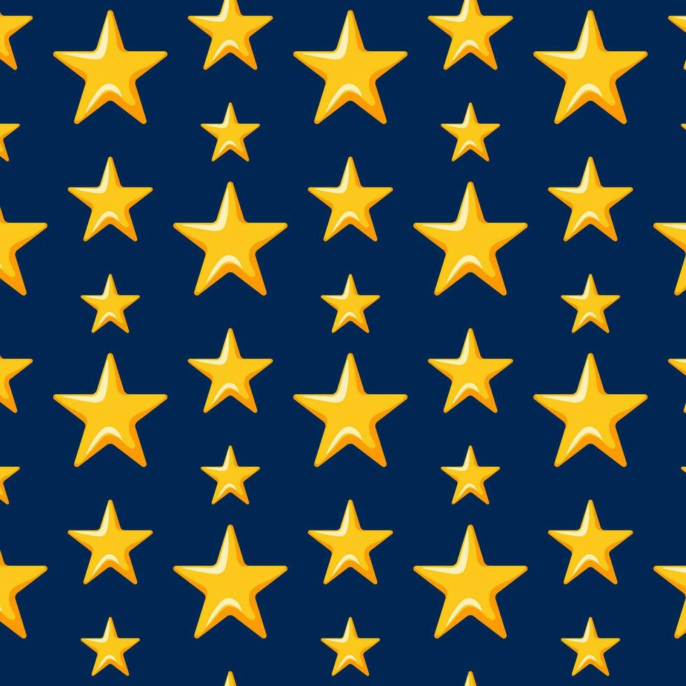 Stars pattern in cartoon style. Seamless background for package design. Vector illustration on a blue background.