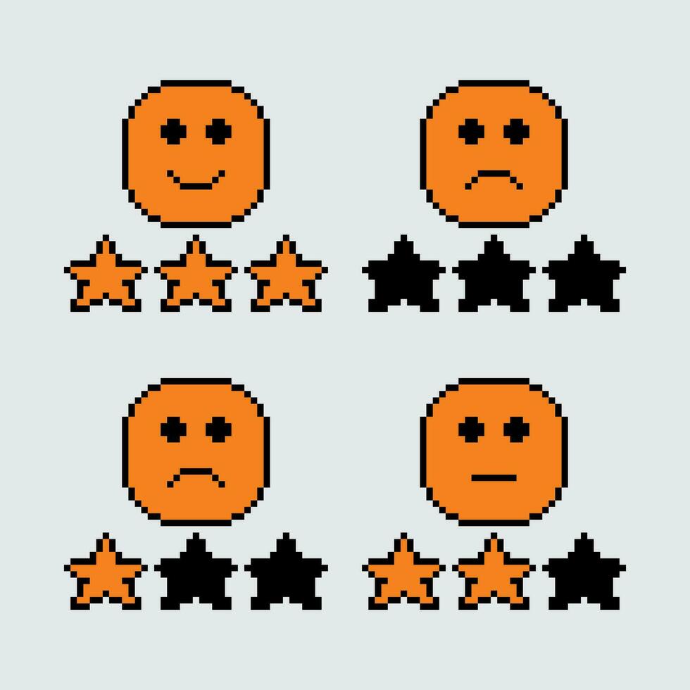 pixel emot rated indicator set vector