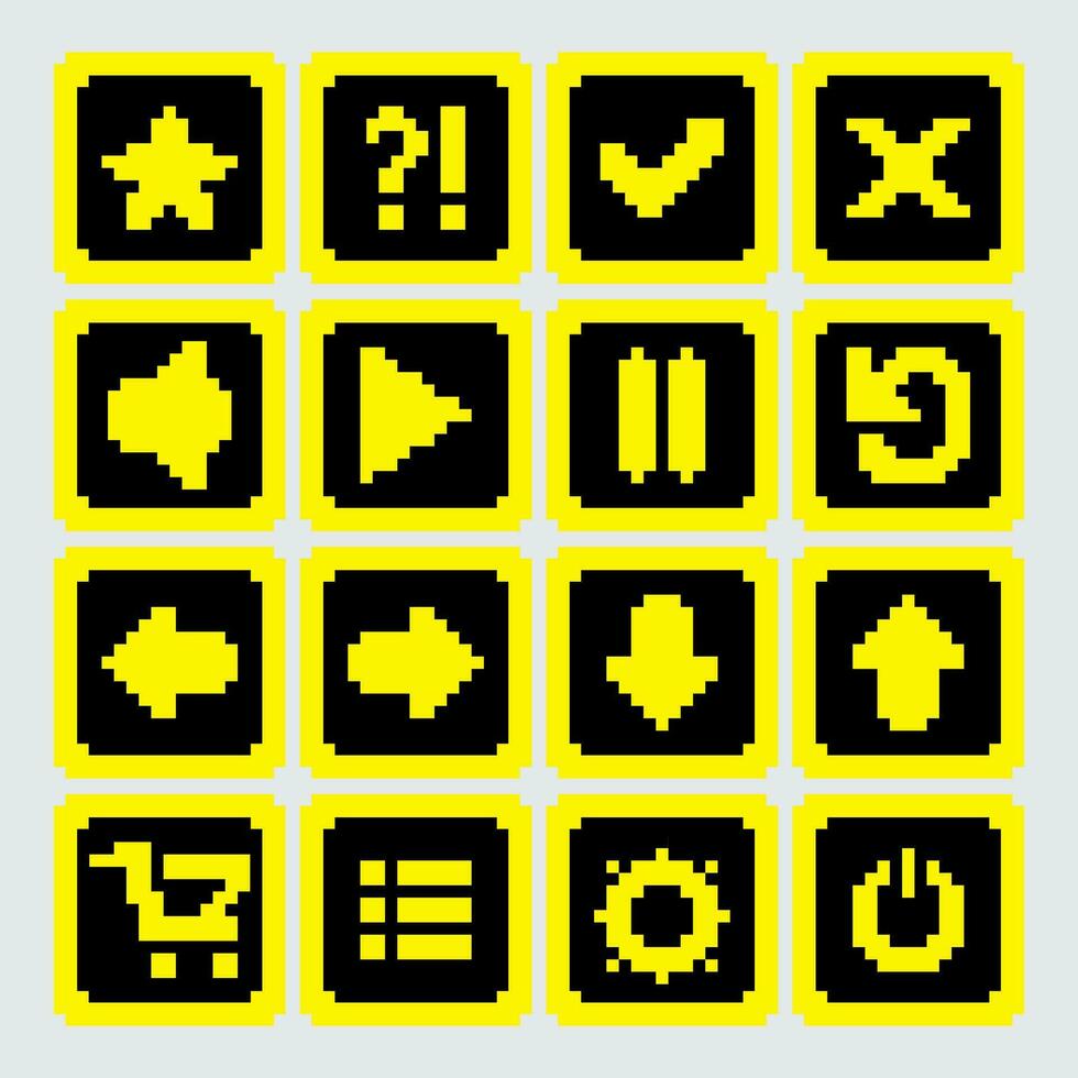 pixel icon game set vector