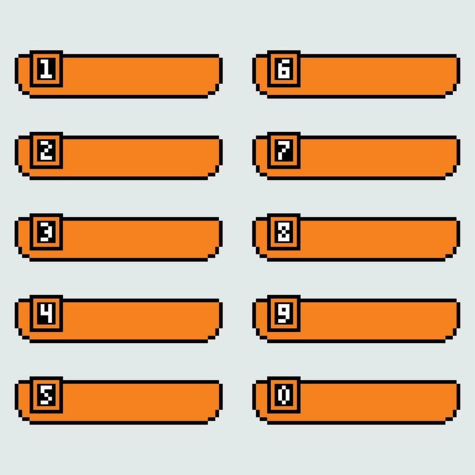 pixel button number set vector