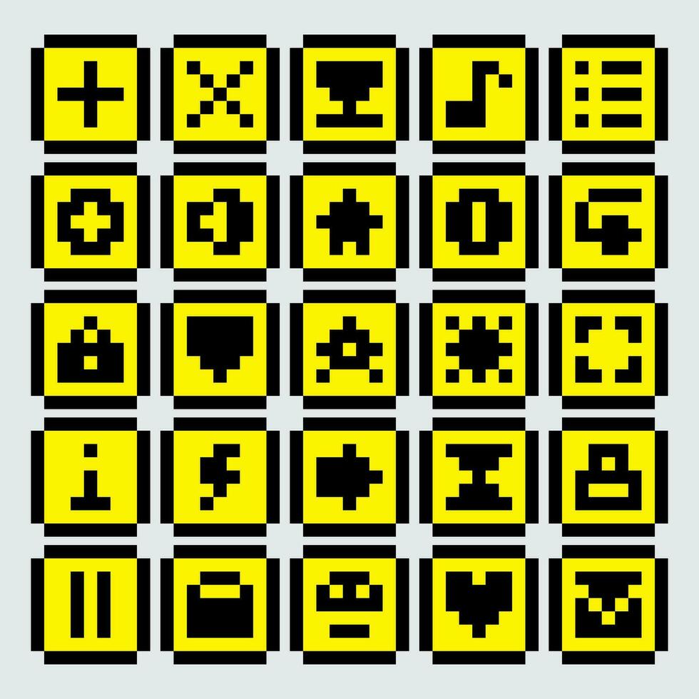 pixel game icons set vector