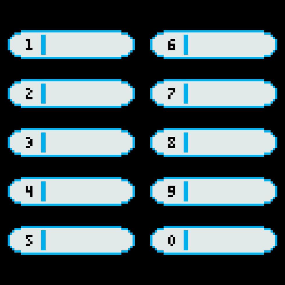 pixel button number set vector