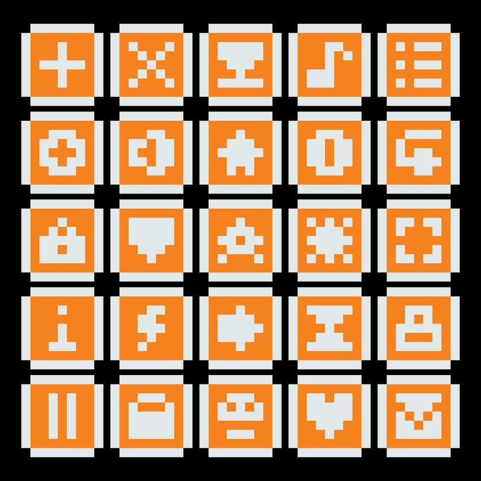 pixel game icons set vector