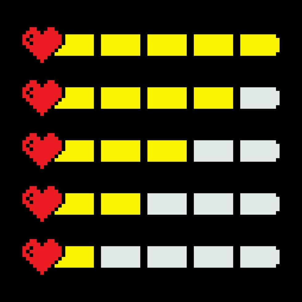 pixel life bar indicator game set vector